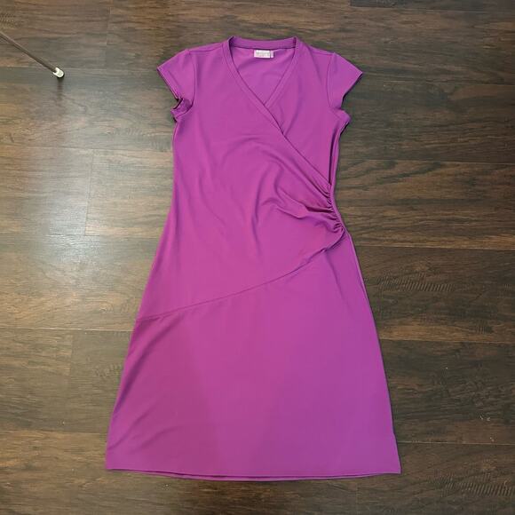 Athleta purple short sleeve wrap midi dress size S - Picture 6 of 12